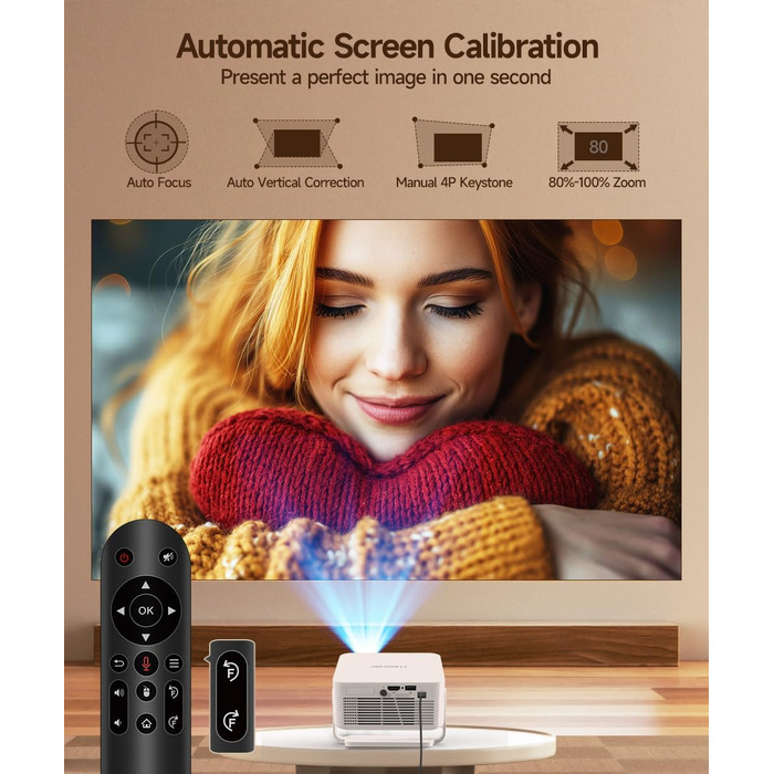 Magcubic HY300max Міні проєктор 4K/8K з Android 14, WiFi 6, Bluetooth 5.4, автофокусом та корекцією трапеції для домашнього кінотеатру (білий)