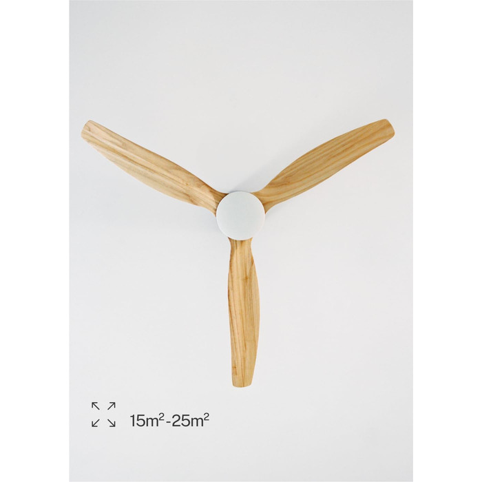 Вентилятор стельовий WINDCALM ABS білий з пультом, 40W, Ø132cm, 6 швидкостей, таймер, DC-двигун, літньо-зимовий режим, з підсвічуванням, колір світлого дерева