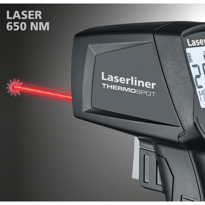 Лазерний термометр Laserliner ThermoSpot: вимірювання температури від -38°C до 365°C, 8-точкова лазерна точка, Auto-Hold, MAX-індикатор