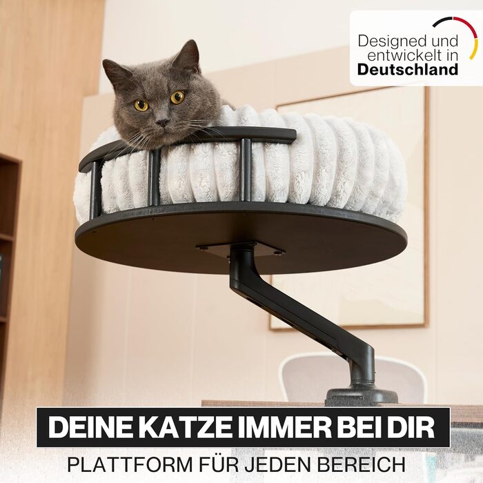 Килимок для котів LEVI | Платформа для котів | 2 ліжка | Для столу та підвіконня | Міцний, сучасний дизайн, сірий | Corduroy