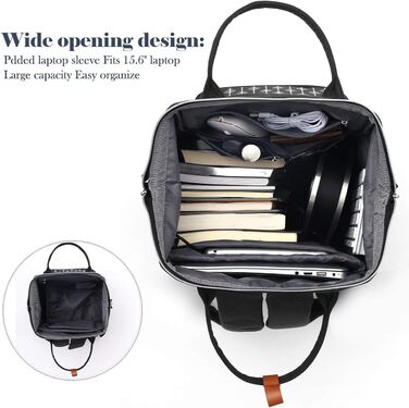 Жіночий рюкзак, шкільний рюкзак для дівчаток-підлітків, рюкзак для ноутбука 15.6 дюймів з захистом від крадіжки, робочий рюкзак для подорожей та походів (Чорний)