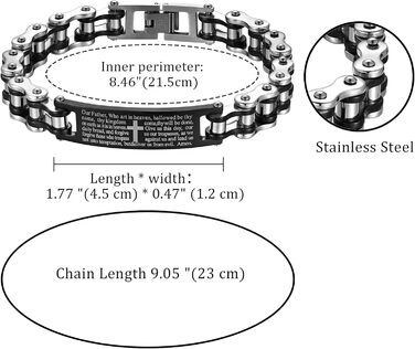 Чоловічий браслет JewelryWe з кулоном-хрестом, англійська Біблія, молитовний, з нержавіючої сталі, ланцюжок, подарунок для чоловіків (чорний/сріблястий)