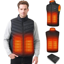 Гріюча жилетка для чоловіків та жінок з акумулятором 10000mAh, 5 зон обігріву, 3 режими температури, подвійне керування, чорна, для зимових активностей