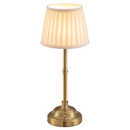 Світлодіодна настільна лампа бездротова, димована вінтажна нічна лампа, ретро акумуляторна лампа 4000mAh, для дому, бару, вітальні (Золото + Бежевий абажур)