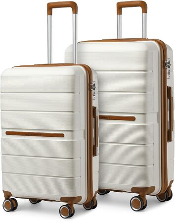 Чемодан British Traveller середнього розміру з TSA-замком, 66 * 43.3 * 28.5 см, з 8 коліс, з міцного поліпропілену (PP), бежевий