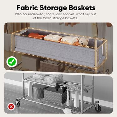 Вішалка для одягу HOKEEPER на коліщатках, вантажопідйомність 204 кг, висувна штанга для одягу