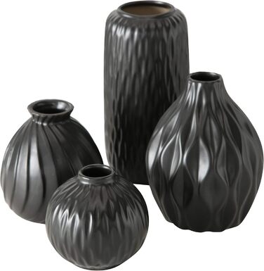 Набір ваз Boltze Zalina, 4 шт., кераміка, білий/чорний, 9-15 см