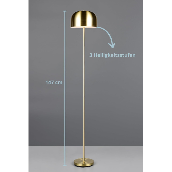 LED настільна лампа Julien, акумуляторна, USB-C, бездротова, диммування торканням, Ø 12 см, металева, 1,5W, матове латунь