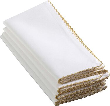 SARO LIFESTYLE 1442 Recotting Collection Whip Stitched Design Dinner Napkins, Gold - Set of 4 Pcs, 20