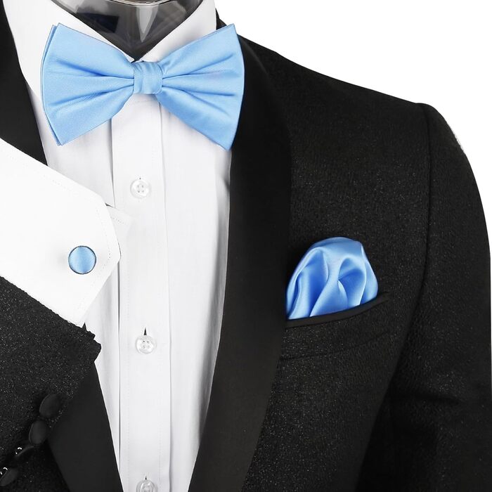 Набір краватка-метелик, кишеньковий хустинка та запонки Alizeal для чоловіків (Бордовий)