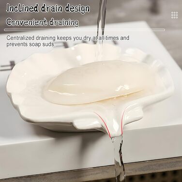 Керамічна мильниця з піддоном CHENKEE, 1 шт. Біла мильниця для душу, ванни, кухні, мийки