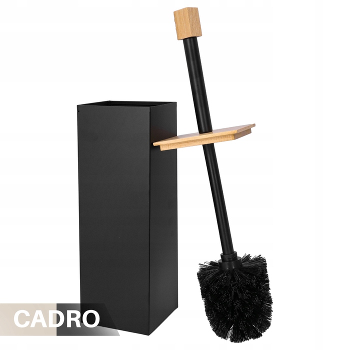 Набір для туалету: ергономічний йоржик чорного кольору зі сталі нержавіючої та бамбука