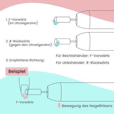 Електричний набір для манікюру та педикюру Delanie Nagelfräser 35000 U/Min 6 в 1 (рожеве золото, акумуляторний)