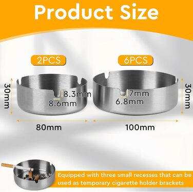 Настінний попільничка CPROSP з нержавіючої сталі, 28.5x6.5 см, з замком, для саду, подвір'я, вілли (6 шт.)