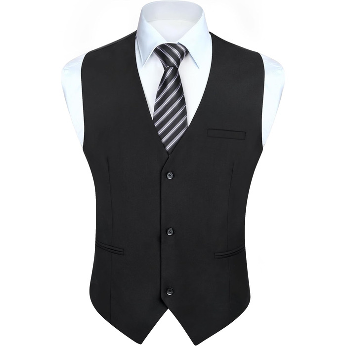 Жилет чоловічий HISDERN, чорний, бавовна, V-подібний виріз, з кишенями, для вечірки, весілля, офіційного стилю, 4XL