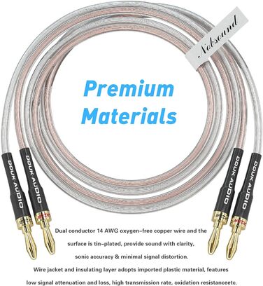 Акустичний кабель Douk Audio 14AWG OFC зі штекерами-бананами з позолоченням, 1 м