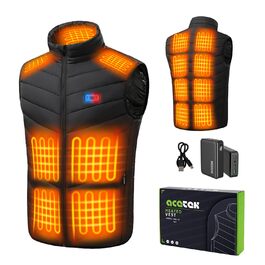 Обогревна жилетка для чоловіків та жінок з акумулятором 20000mAh, 15 зон обігріву, 3 режими температури, до 11 годин тепла, для полювання, піших прогулянок, гольфу, катання на лижах, XL
