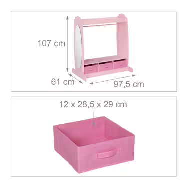 Relaxdays Children's Clothes Rack with Mirror
