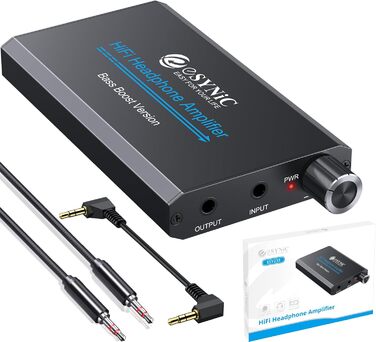 eSynic Професійний підсилювач навушників з підсиленням басів, 16-300 Ом, портативний, 3.5mm, для MP3, MP4, телефонів, комп'ютерів