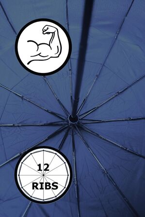 Чоловічий парасолька COLLAR AND CUFFS London 80KPH з автоматичним відкриванням, компактна, вітростійка, з дерев'яною ручкою, темно-синього кольору