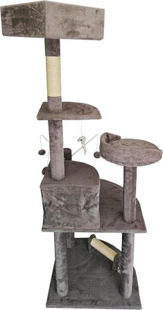Кігтеточка для котів ESTEXO, 163 см, сірий колір. Ігровий комплекс, кріпиться до стіни, для котів