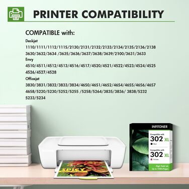 Комплект картриджів HP 302XL (чорний та кольоровий) для принтерів HP DeskJet 4520, 4525 — посилена ємність XL