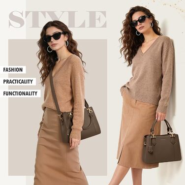 Жіноча сумка RAINSMORE середнього розміру з екошкіри, сумка-тоут на плече, колір кава