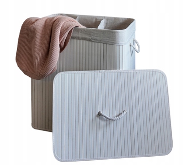 Великий бамбуковий кошик з кришкою для білизни та іграшок, 150 л