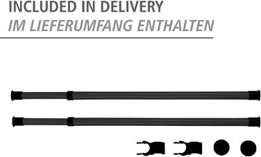 WENKO Telescopic Wardrobe System Hercules Basic (Black, Bundle with 2-Piece Clothes Rail Set)