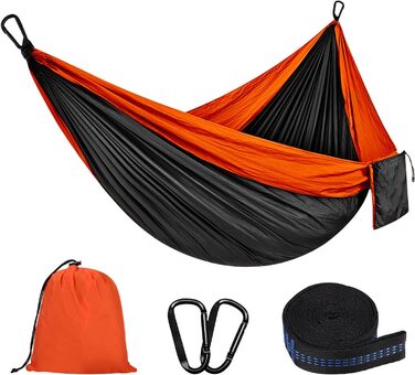 Гамак для відпочинку на природі, кемпінгу, 300 кг, 200 x 300 см, легкий, портативний, для одного або двох, нейлон, дихаючий, зелений (чорний)