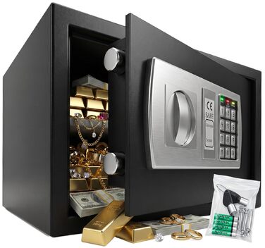 Електронний сейф KESSER® настінний, 31x20x20 см, з подвійним замком, внутрішнім освітленням, чорний (L)