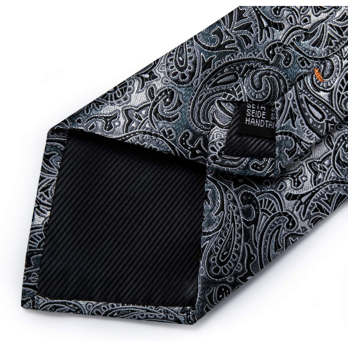 Мужской шелковый галстук і нагрудний платок DiBanGu: набір для формального стилю (чорний, сірий)