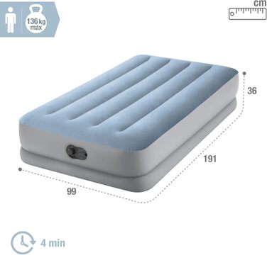 Надувне ліжко Intex Twin Dura-Beam Comfort з USB-насосом, розмір: 99 x 191 x 36 см (64157)