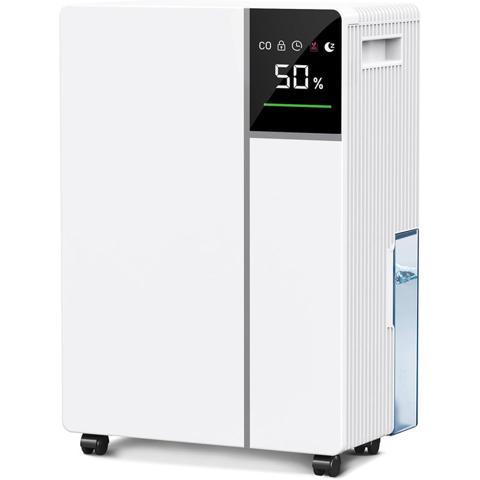 Електричний осушувач повітря Fwoueot 16L/24h для дому: осушувач з компресором для приміщень до 45 м², автоматичне відтанення, 3 режими, таймер 24 години, великий бак 2L, з колесами, для спальні