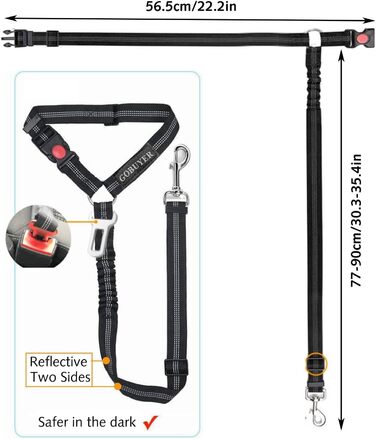 Автомобільний поводок-лямка для собак: безпечний, регульований, 360° обертання, міцний