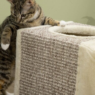 PawHut Cat Tunnel with Play Ball, Cat Toy, Sisal Play Tunnel, Brown+Beige, 98x30x30 cm | Aosom