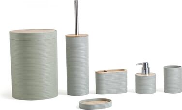 Набір для ванної кімнати Herzberg HG04449, 6 предметів з бамбука, сучасний дизайн, екологічний, салатовий