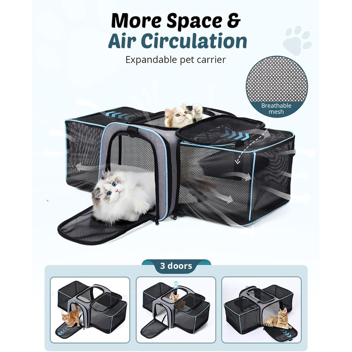 Розширювана переносна сумка для котів/собак, складана переноска для котів/собак, 47x29x29 см, переноска для котів, переноска для тварин - до 5,5 кг