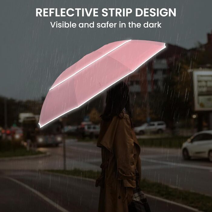 G4Free Парасолька велика, 137 см, для гольфу, подвійний купол, 10 спиць, складана, вітростійка, автоматична, рожева