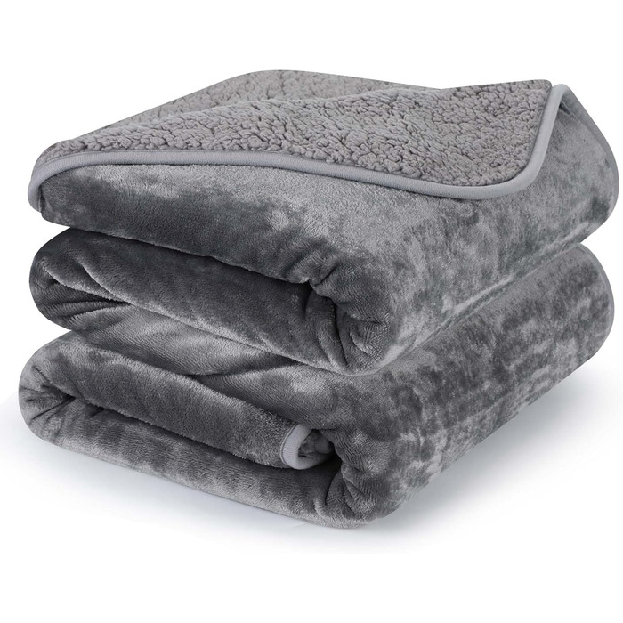 PETTOM Плед для собак і котів з флісу, водовідштовхуючий, 152 x 127 см (Сірий + Темно-сірий)