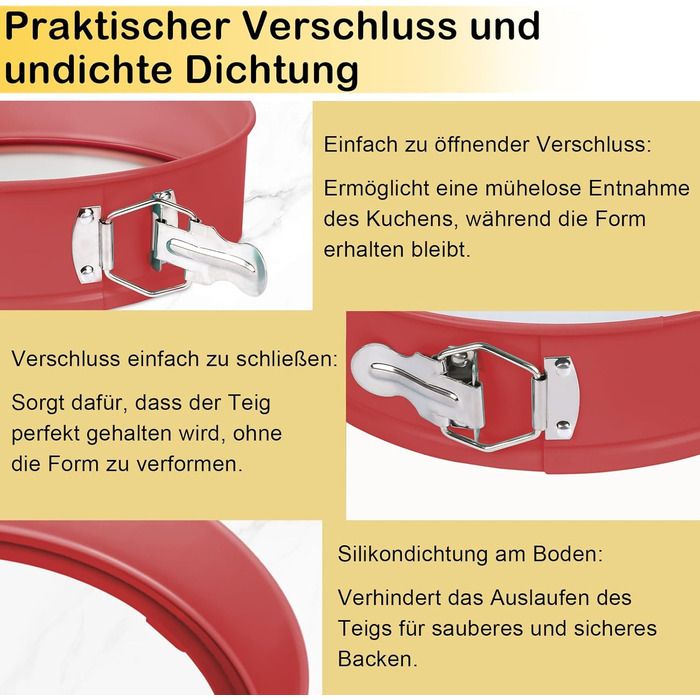 Форма для випічки Hikaproligt з нержавіючої сталі, діаметр 26 см, кругла, з антипригарним покриттям та захистом від протікання, знімний дно, для чізкейків та тортів