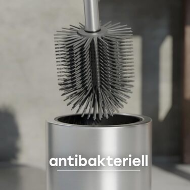 Набір для туалету SAVEGA: щітка для унітазу з нержавіючої сталі та силікону з підставкою, антибактеріальна головка, WC-газетниця, сріблястий колір