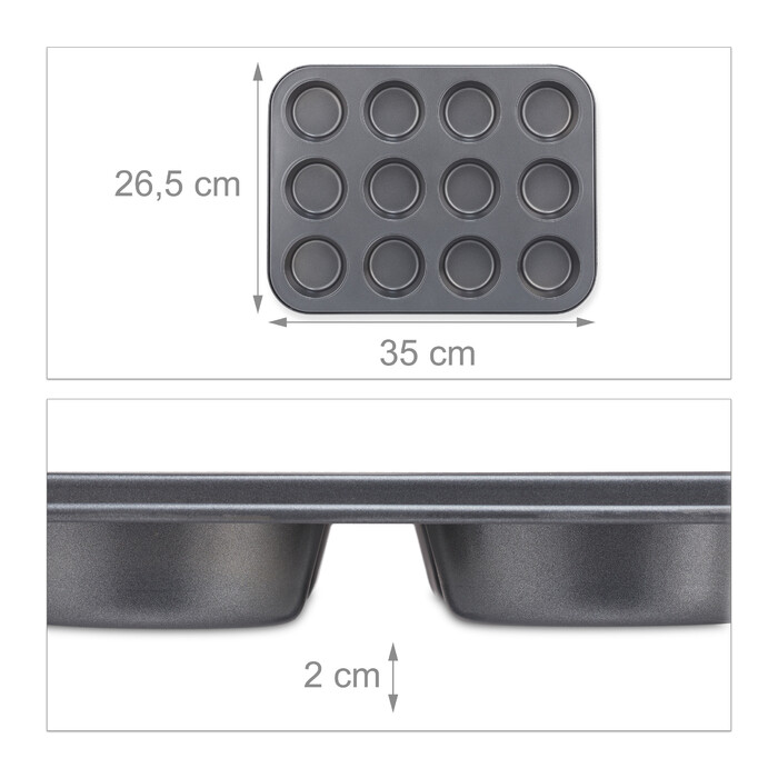Relaxdays 12-Cup Muffin Tin Set of 2