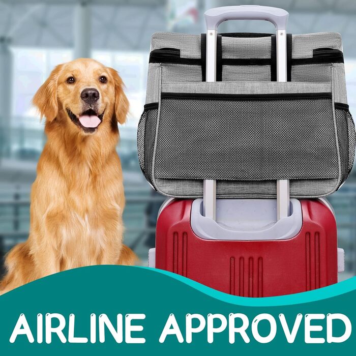 Набір для подорожей з собакою: сумка-переноска, миски та контейнери для їжі. Сірий, L