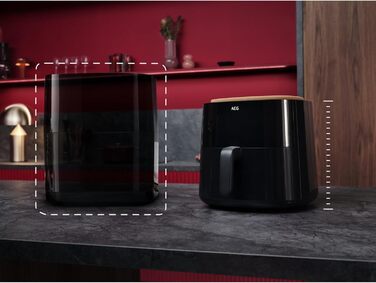AEG AAF7B Hot Air Fryer / IF Design Award 2024 / Little to no oil / 8 programs / programmable / preheat function / 6.8l / dishwasher-safe / heat protection / flip reminder / black, 6.8l capacity, Series 7000