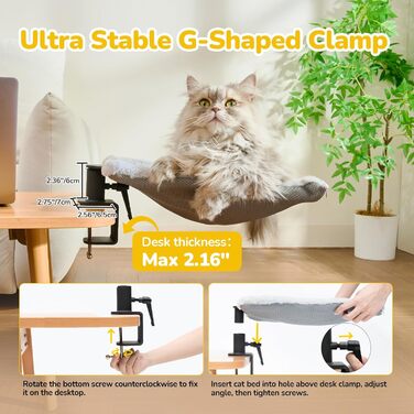 Підвісне ліжко для котів CATISM, 360° обертання, сірий колір, до 20 кг