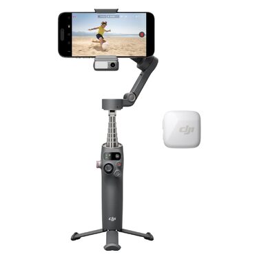 Стабілізатор DJI Osmo Mobile 7P + Mic Mini TX (Polarweiß) – Gimbal для iPhone/Android з мікрофоном, інтегрований штатив та подовжувач, 3-осьова стабілізація