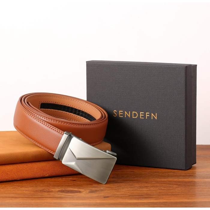 Чоловічий шкіряний ремінь SENDEFN з автоматичною застібкою-разом, ширина 35 мм, регульований розмір (115 см/32''-38'', 125 см/36''-42''), колір 'Laserwinkel-braun'