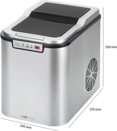 Машина для приготування льоду Clatronic EWB 3785 Inox | Швидке приготування льоду за 10 хвилин | Самоочищення | 12 кг/24 години | 1,5 л резервуар для води