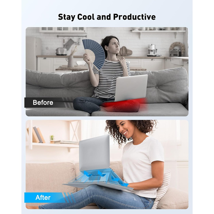 Зручний лапдеск для ноутбука AboveTEK – ергономічний підставка з антиковзким покриттям, захистом від нагріву, вбудованим ковриком для миші, портативна для ліжка, дивана, подорожей (сірий)